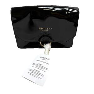 JIMMY CHOO Parfums Vinyl Small Bag pouch clutch Evening Bag Black, Gold Tassel